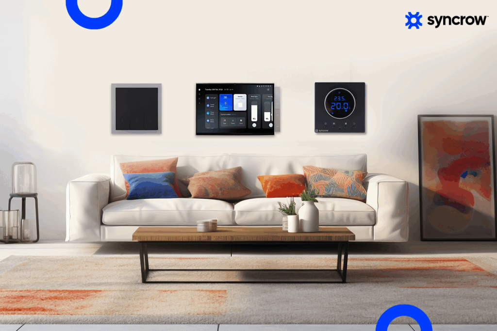 Smart home devices in a modern living room