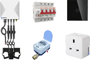 حلول إنترنت الأشياء لتحسين وترشيد استهلاك الطاقة من سينكرو. عداد مياه ذكي، قابس ذكي مع قياس الطاقة، مشبك طاقة ذكي، ومفتاح سخان مياه ذكي