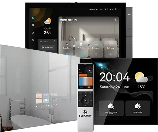 حلول التحكم المركزي في أنظمة إنترنت الأشياء من سينكرو. شاشة تحكم ذكية، ريموت محمول ذكي، ومرآة ذكية