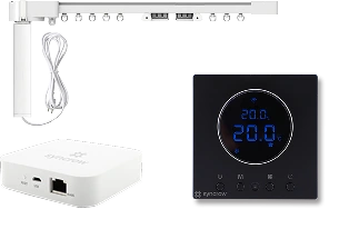 أجهزة إنترنت الأشياء الذكية للتحكم بدرجة الحرارة. منظم الحرارة الذكي والستائر الذكية من سينكرو