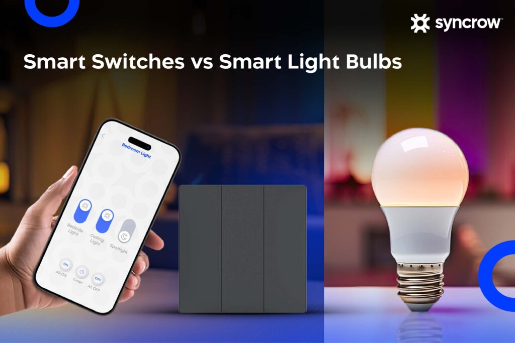 A banner showing smart switches vs smart bulbs